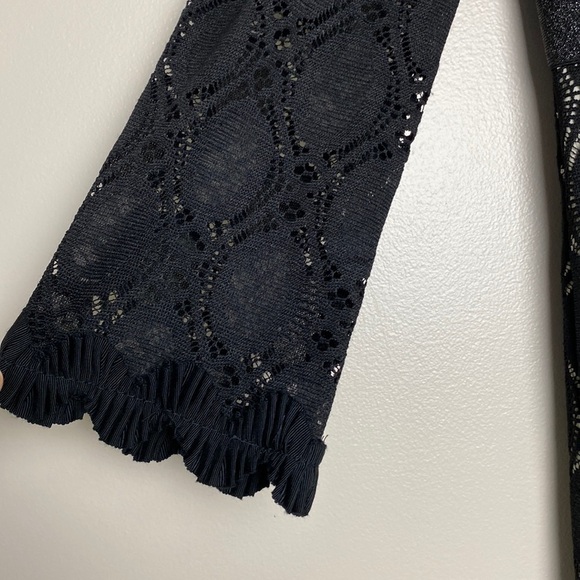 Phoebe Lace Scalloped Edge 3/4 Sleeve Black Dress Size 2 - Picture 4 of 16